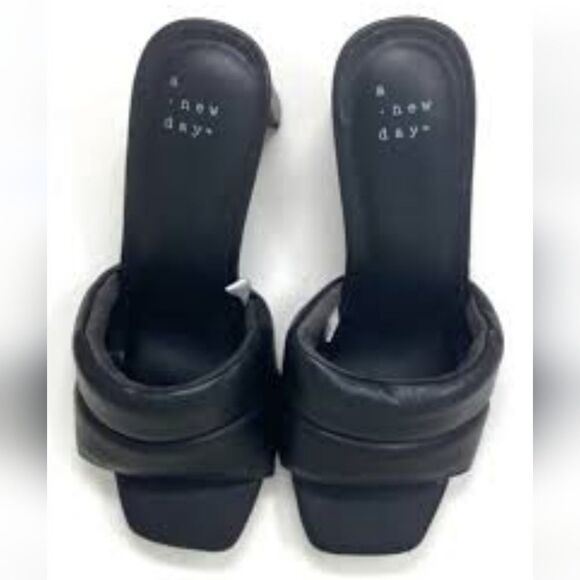 NEW A New Day Women One Strap Mule High Heels Black puffy slide 🎯 target 8.5 - Picture 1 of 4